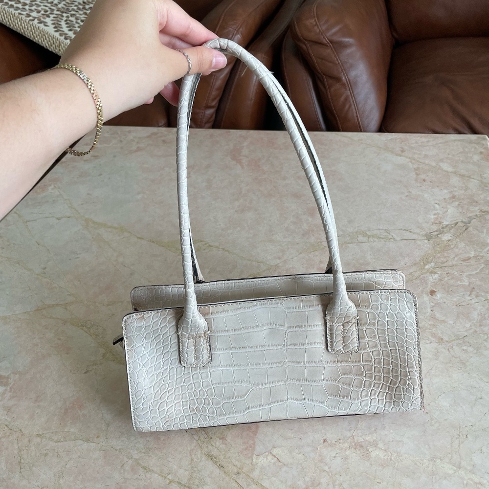 Vintage Tommy Hilfiger off white crocodile skin leather bag with silver hardware